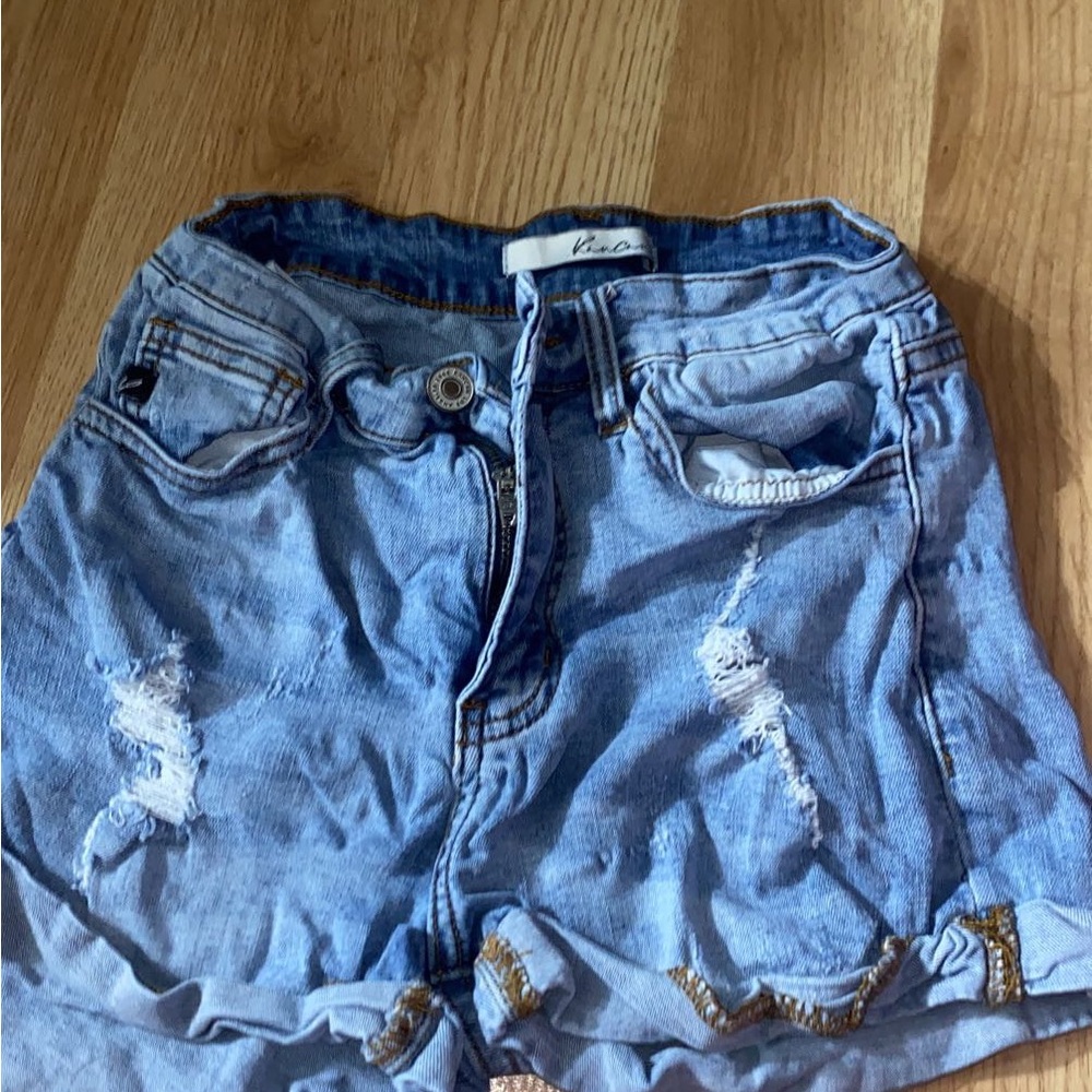 Blue Distressed Denim Shorts